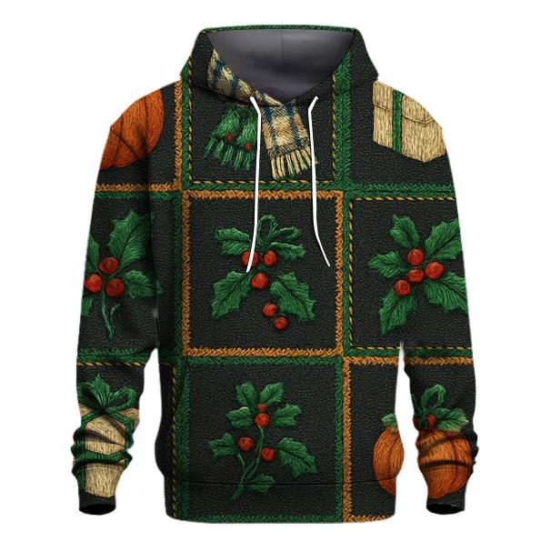 Patchwork Pumpkin Tile On Charcoal Background heavyweight hoodies