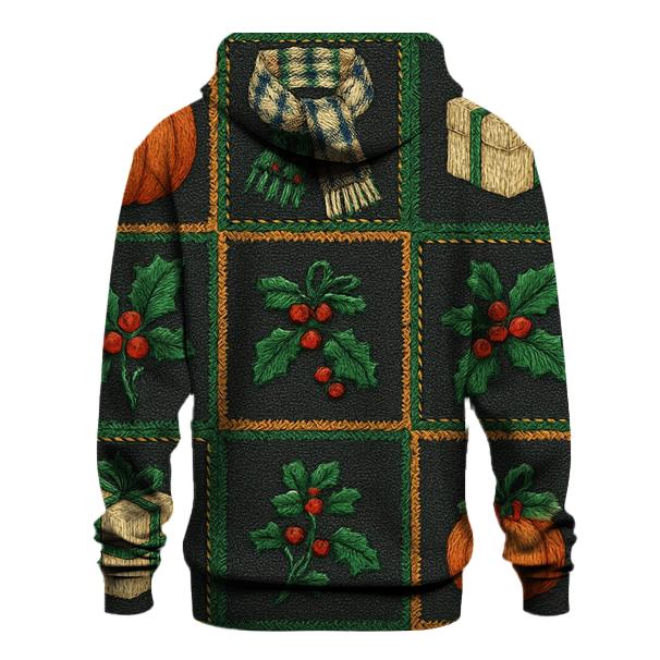 Patchwork Pumpkin Tile On Charcoal Background heavyweight hoodies