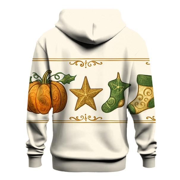 Ornamental Pumpkin Border On Ivory Background zip-up hoodies