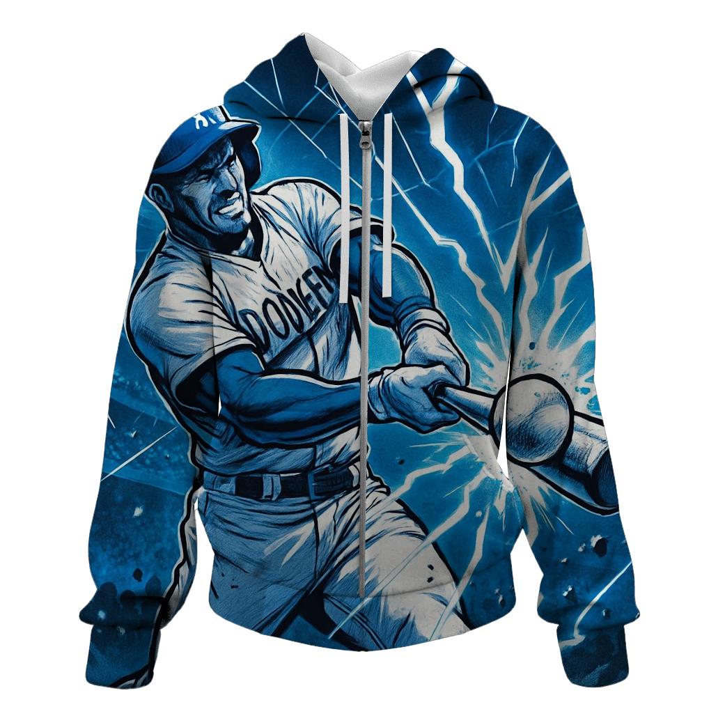 Dodger Blue Lightning Swing premium hoodies
