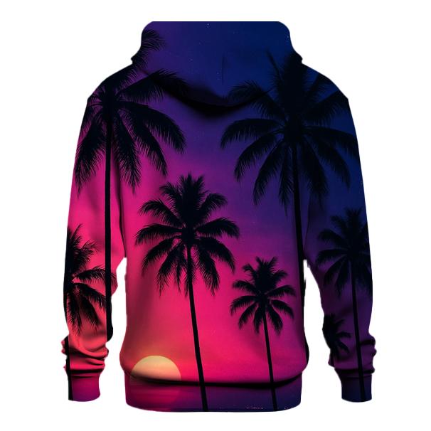 Neon Palmtree Silhouettes lightweight hoodies