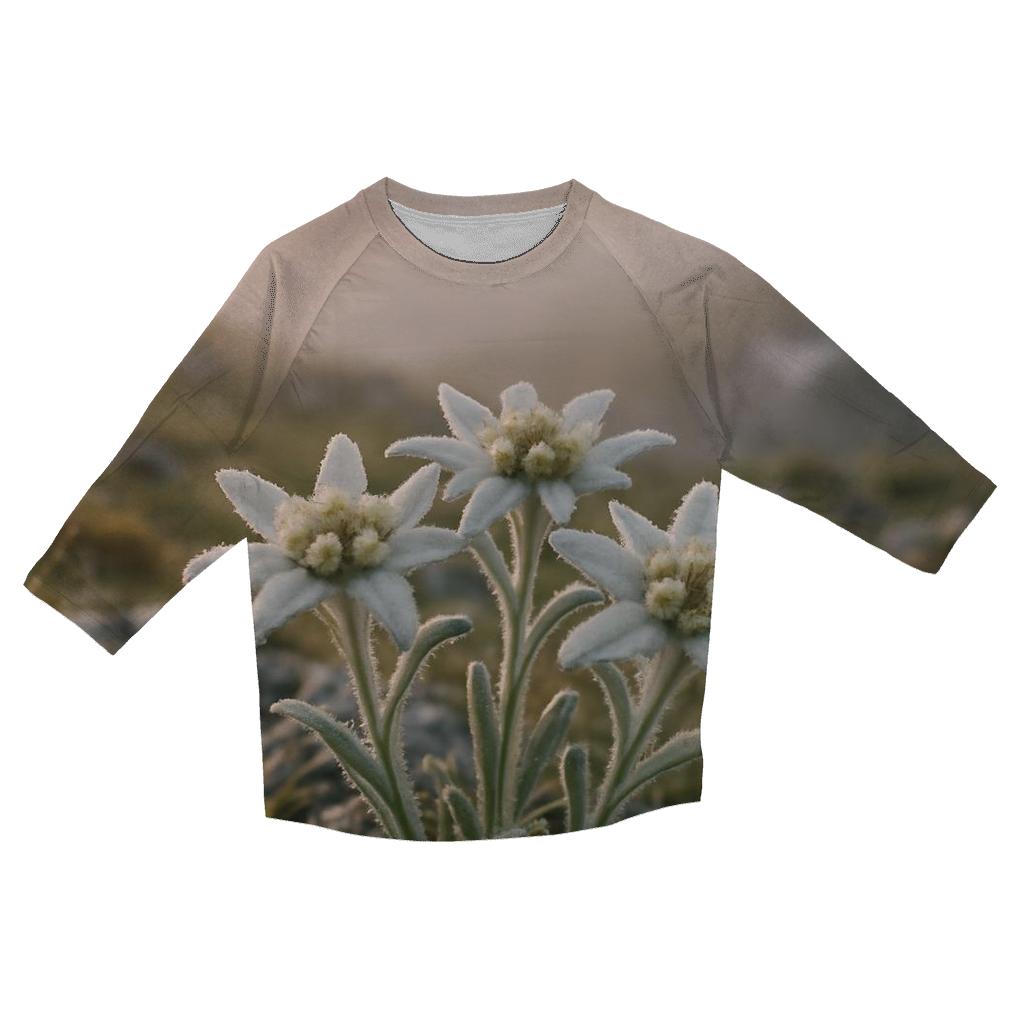 Mist Over Alpine Edelweiss Patch designer 3/4 sleeve blouses