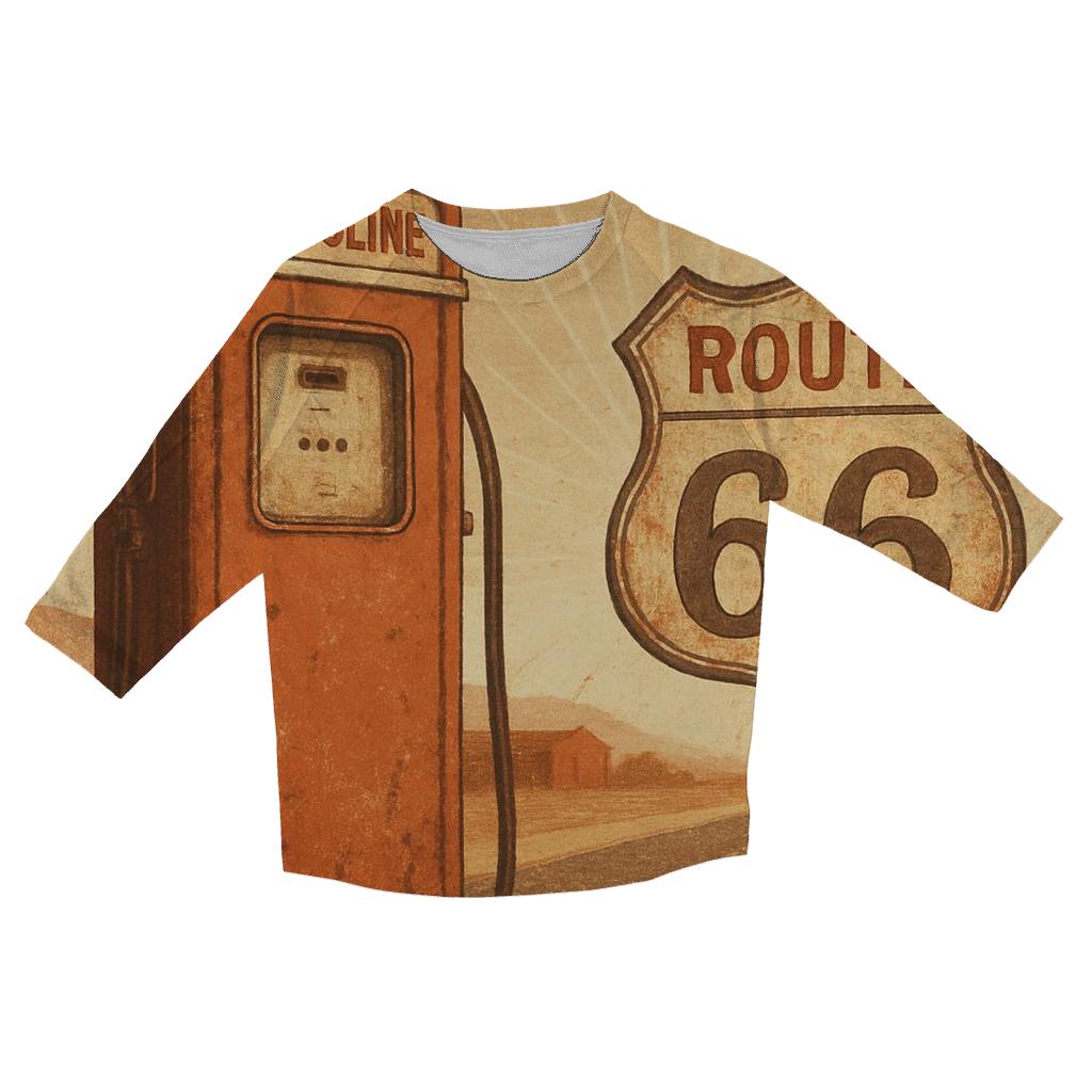 Burnt Orange Route Sixty Six Poster trendy 3/4 sleeve tops