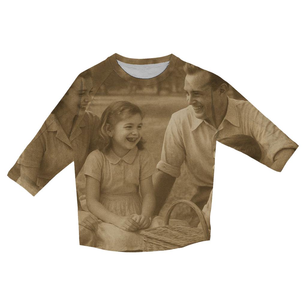 Sepia Family Picnic Photograph stylish quarter sleeve tops