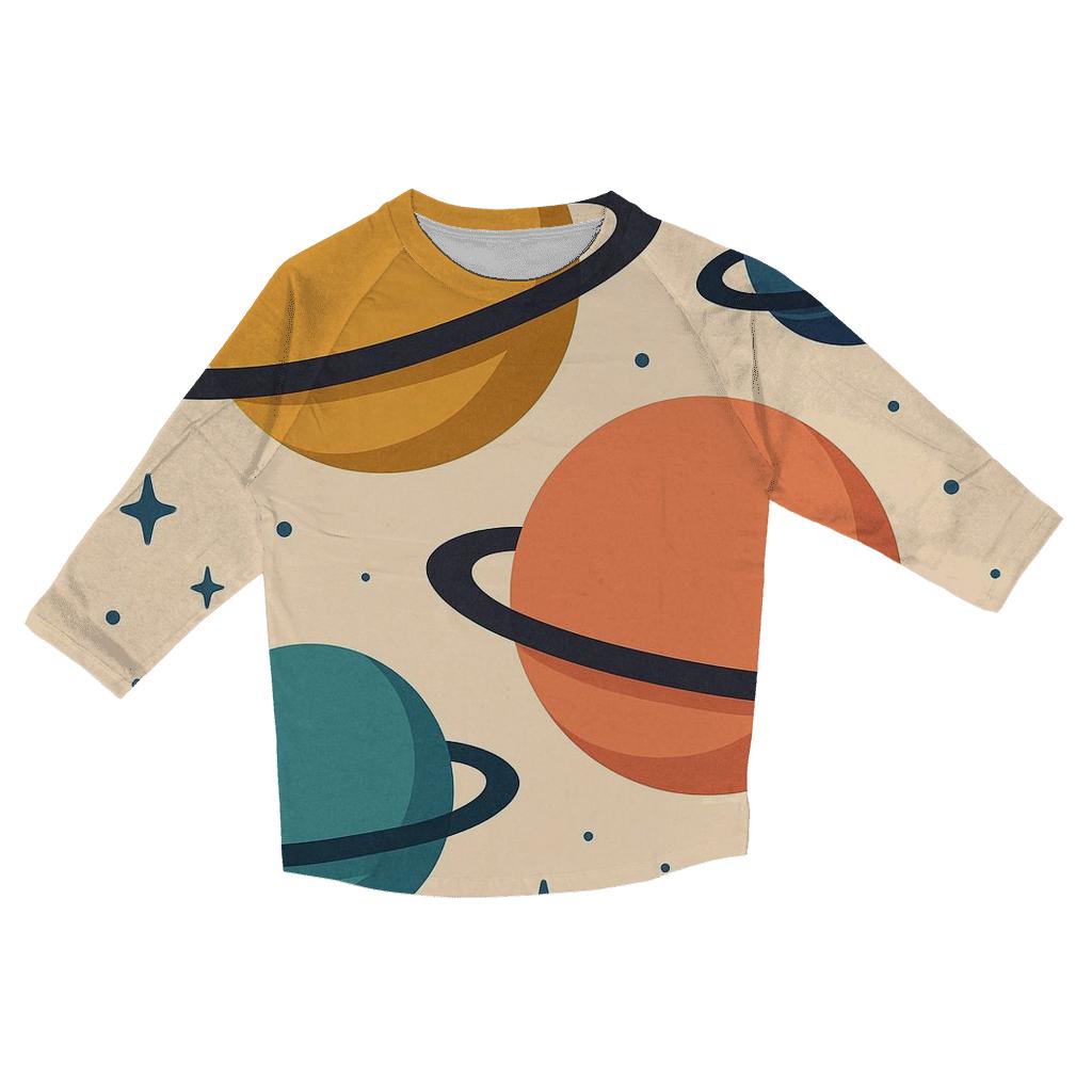 Groovy Planet Waves printed three quarter sleeve shirts