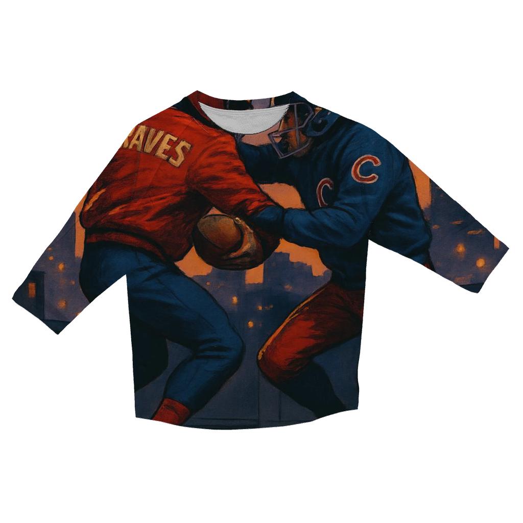 Rooftop Twilight Tackle printed three quarter sleeve shirts