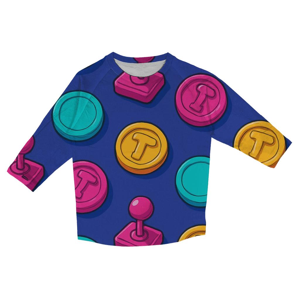 Arcade Token Pattern custom 3/4 sleeve shirts