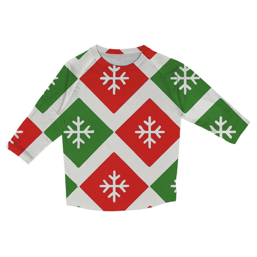 Diamond Snowflake Grid printed three quarter sleeve shirts