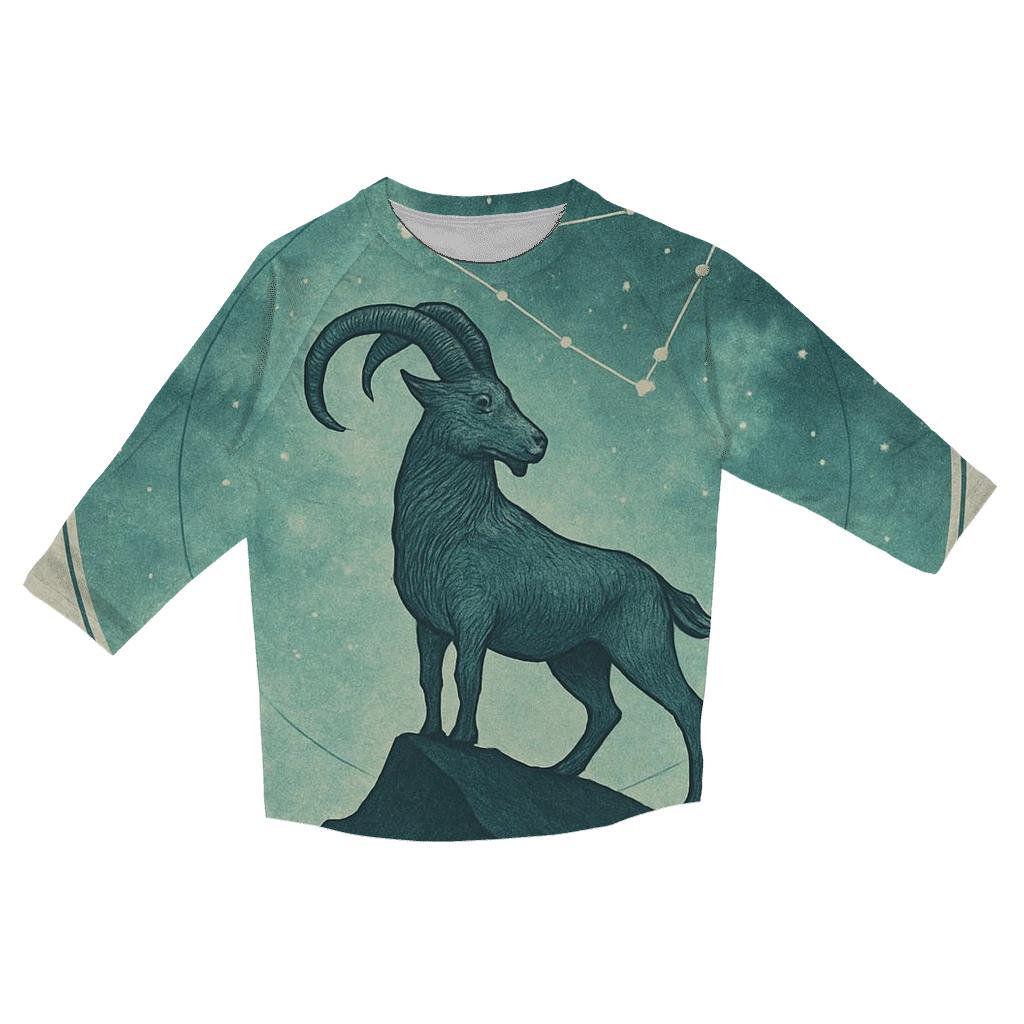 Capricorn Mountain Goat Nebula Chart casual three quarter sleeve shirts