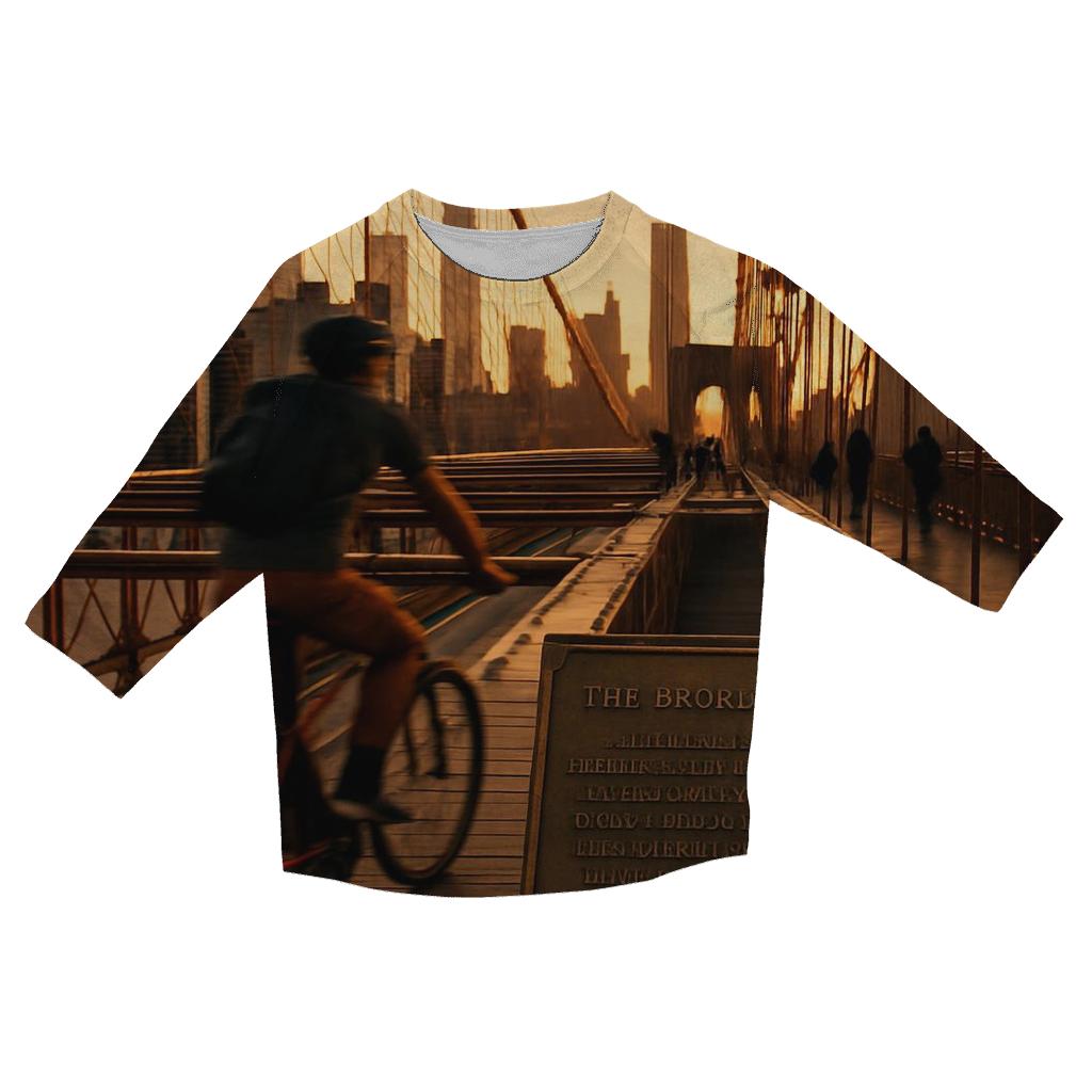 Brooklyn Bridge Cyclist Golden Hour trendy 3/4 sleeve tops