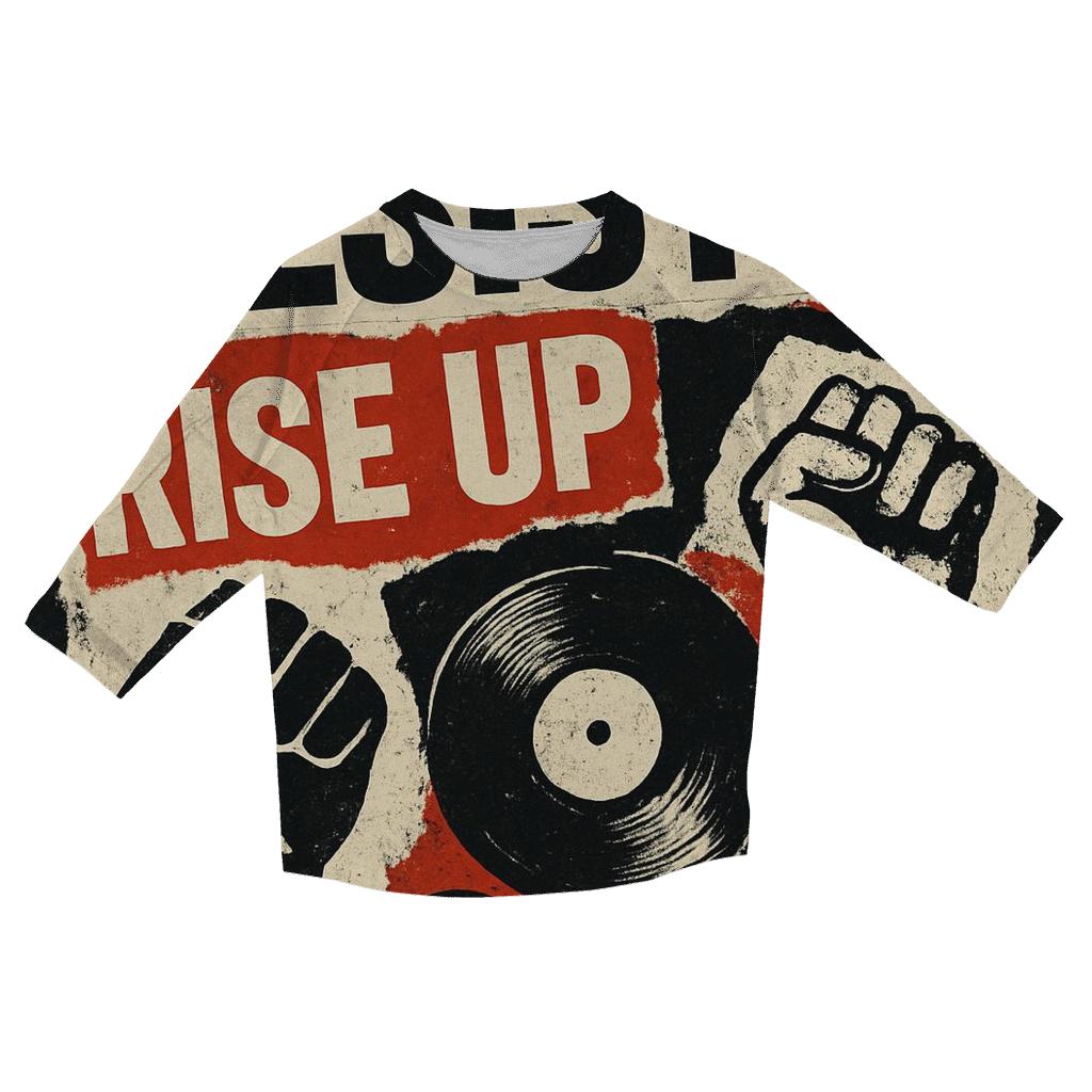 Grunge Typographic Anthem stylish quarter sleeve tops