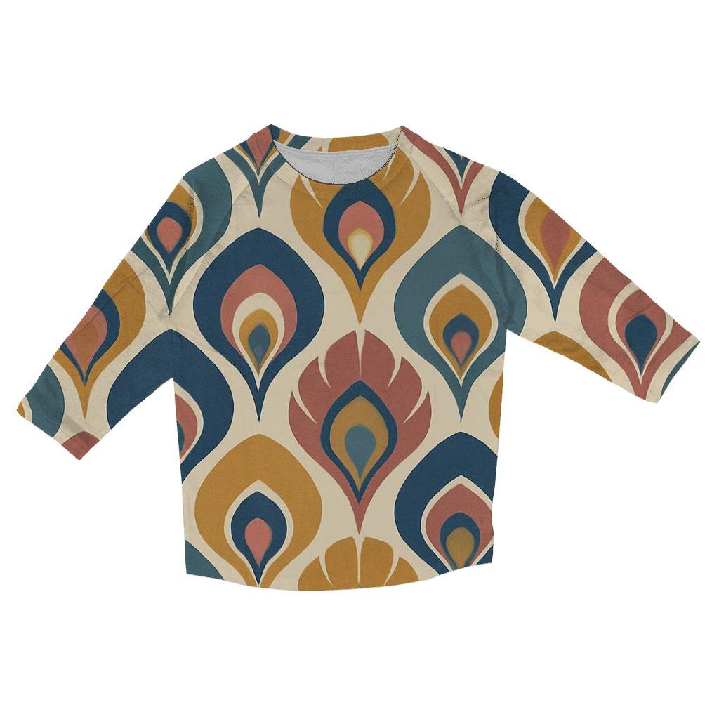 Peacock Feather Silhouette designer 3/4 sleeve blouses