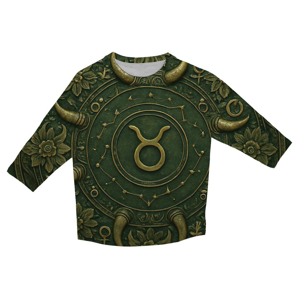 Taurus Bull Celestial Mandala stylish quarter sleeve tops
