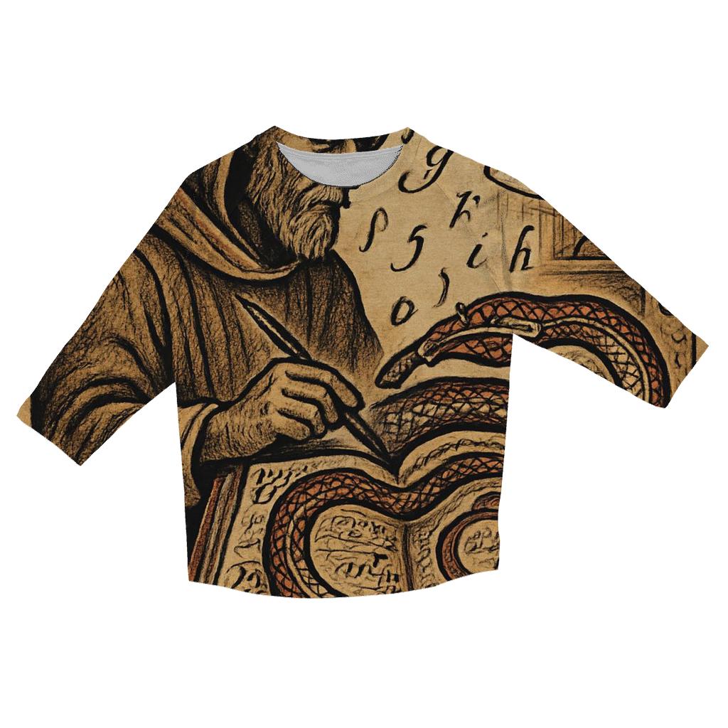 Library Ouroboros Archivist printed three quarter sleeve shirts