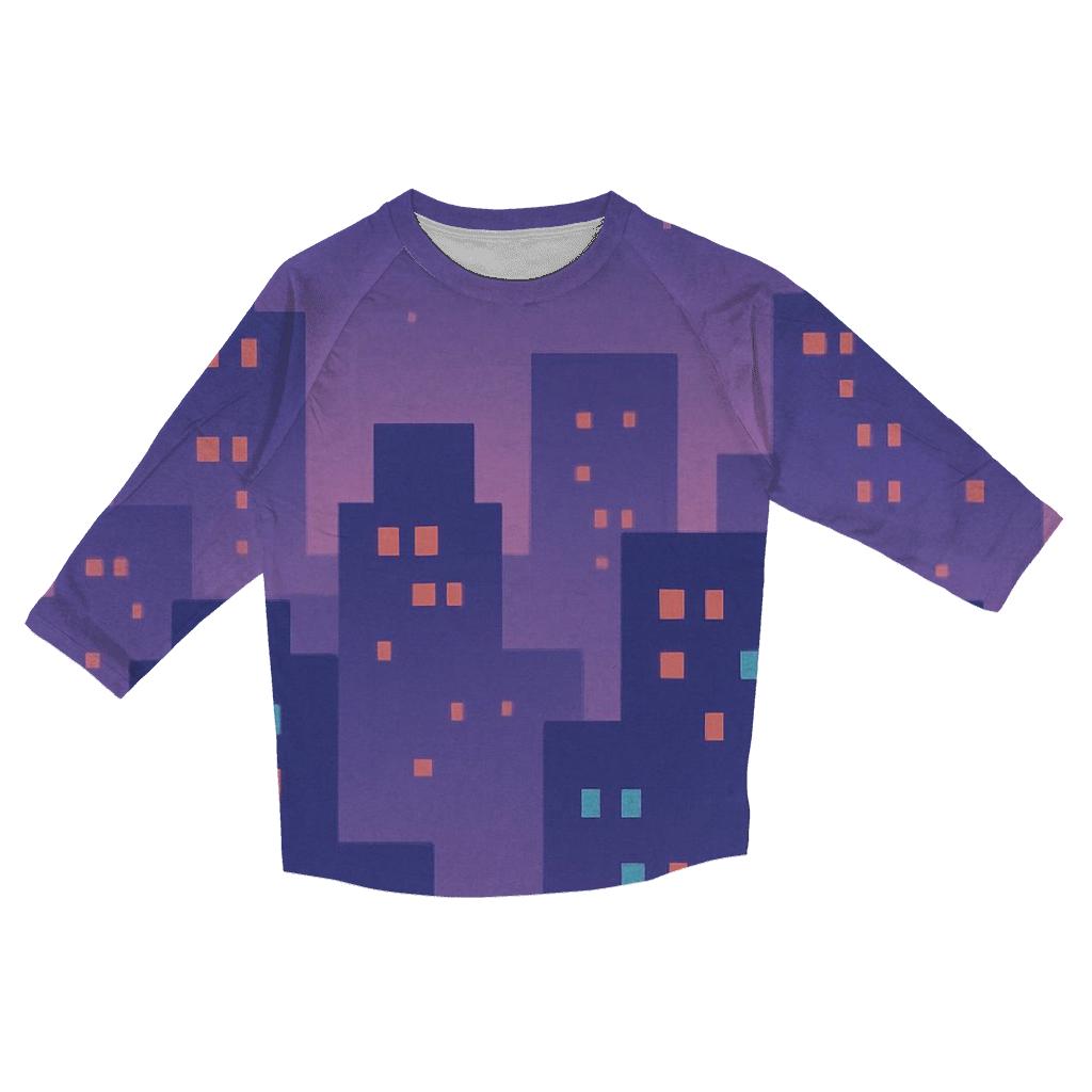 Pixel Skyline Glow designer 3/4 sleeve blouses