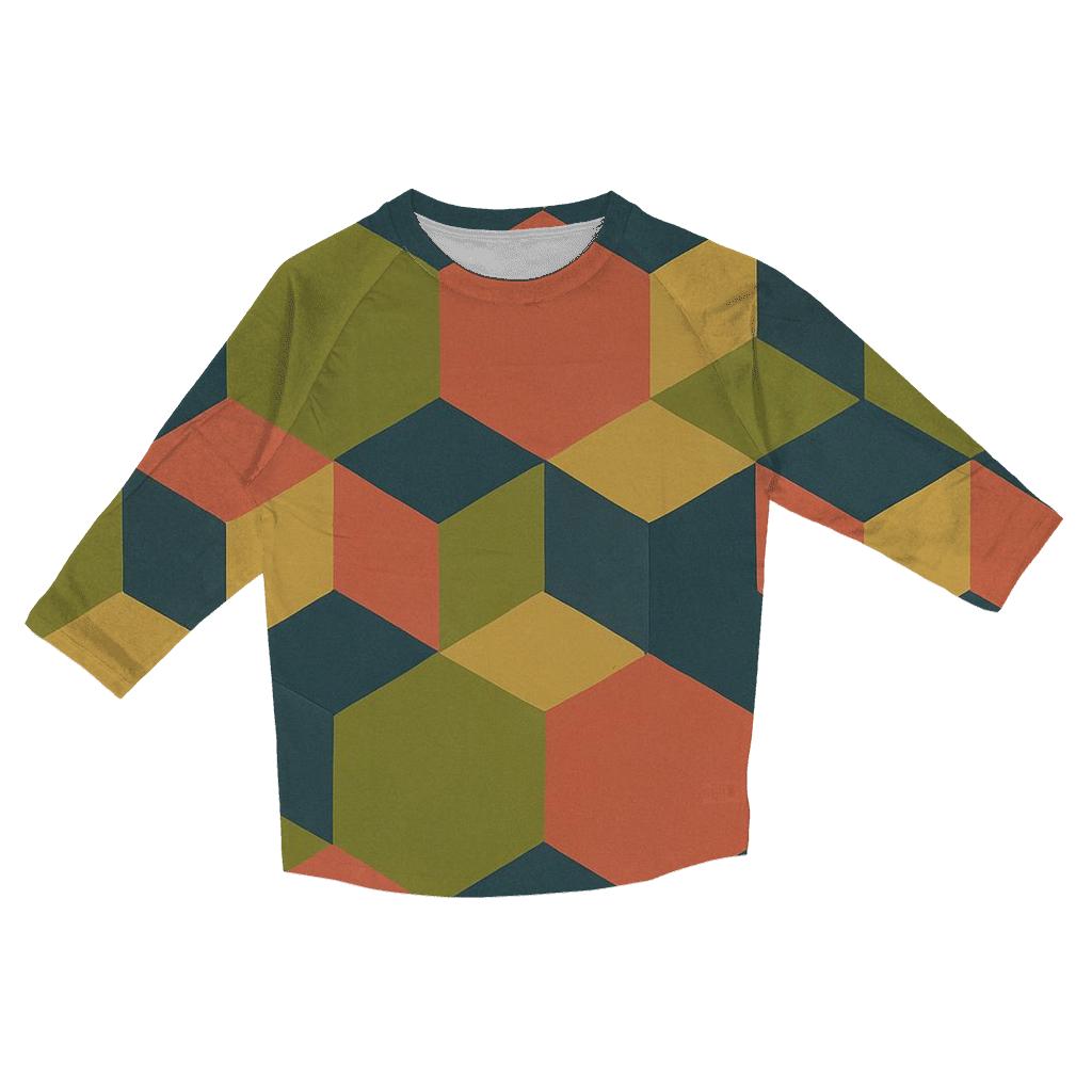 Mod Kaleidoscope Tiles fashion 3/4 sleeve shirts