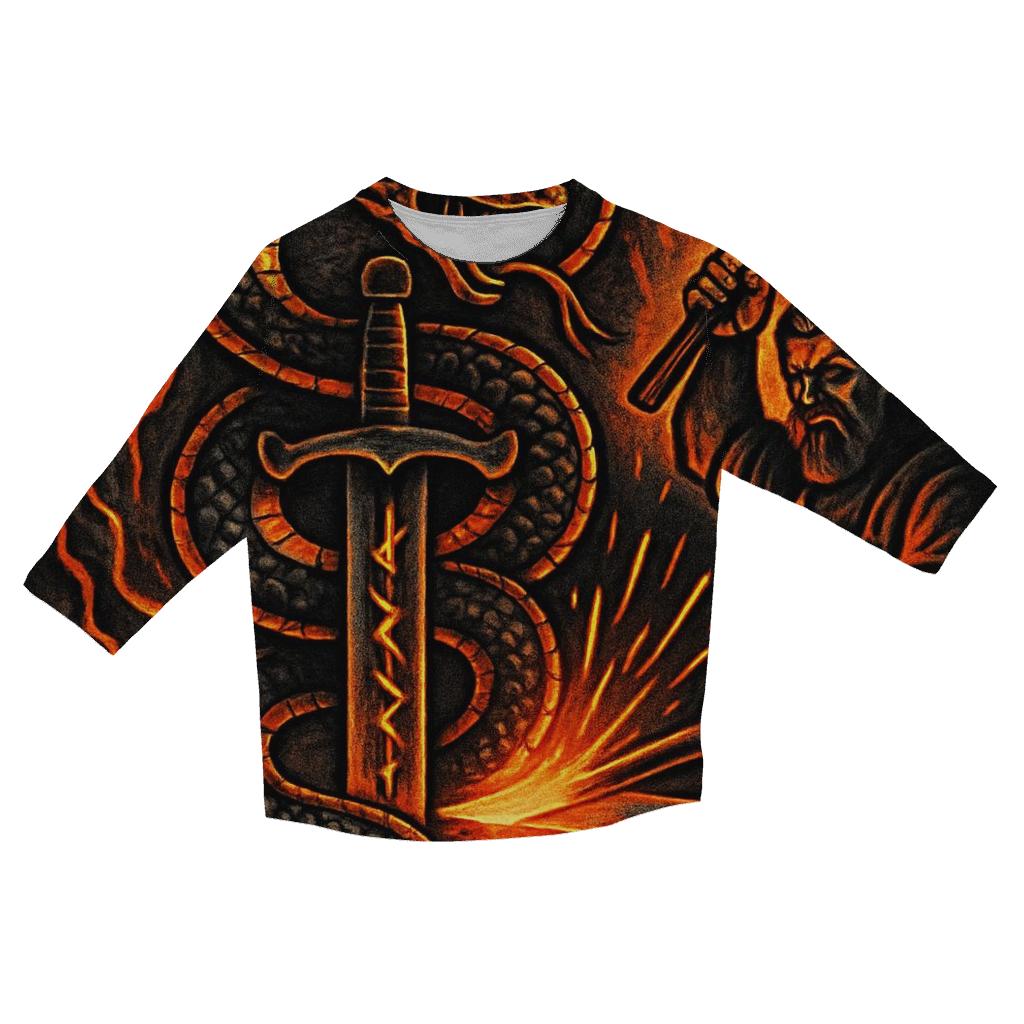 Volcanic Ouroboros Forgeborn casual three quarter sleeve shirts