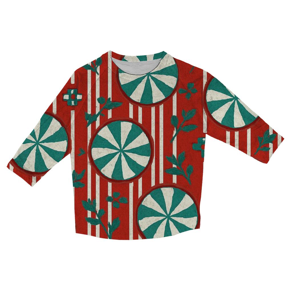 Peppermint Stripe Burst Design printed three quarter sleeve shirts