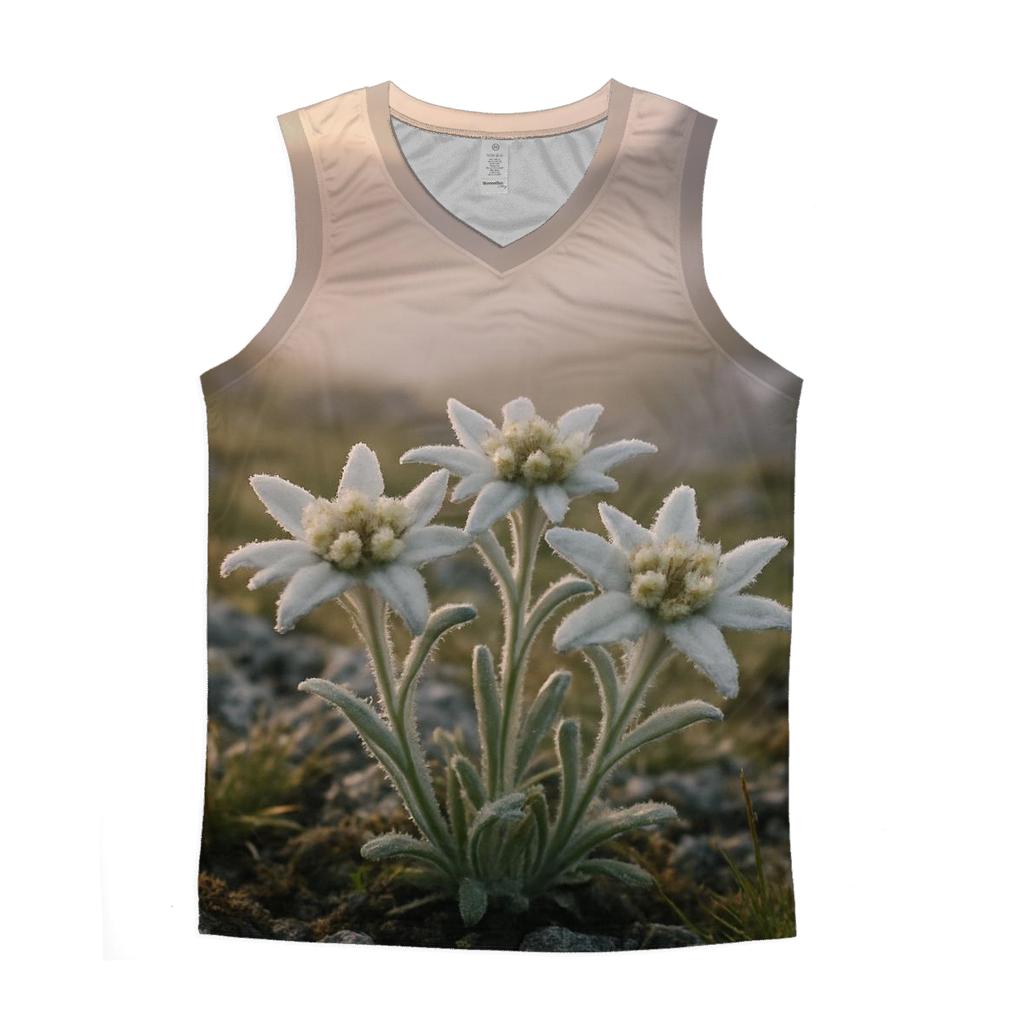 Mist Over Alpine Edelweiss Patch graphic print tank tops