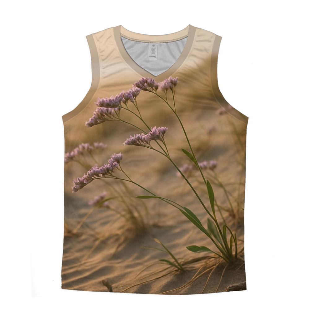 Coastal Dune Sea Lavender Drift graphic print tank tops