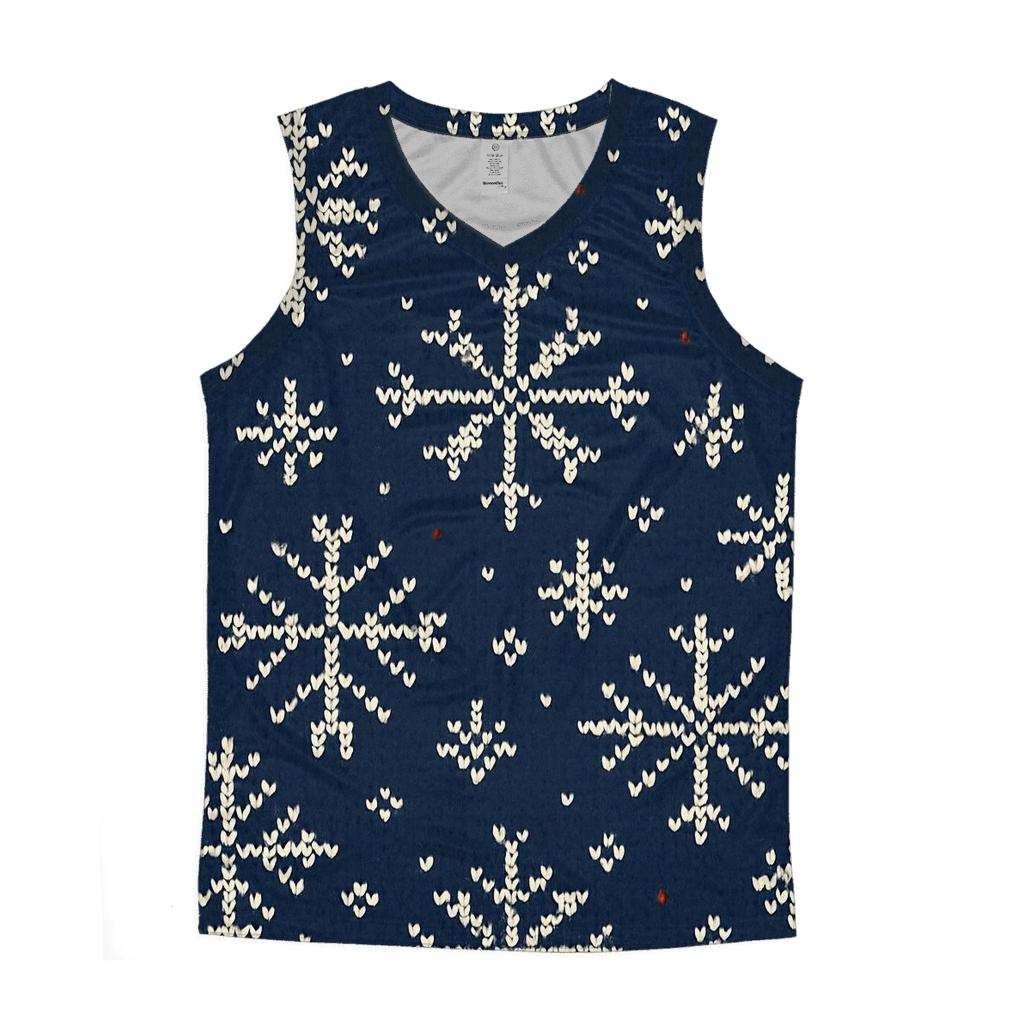 Festive Snowflake Brickwork Design cotton sleeveless tops
