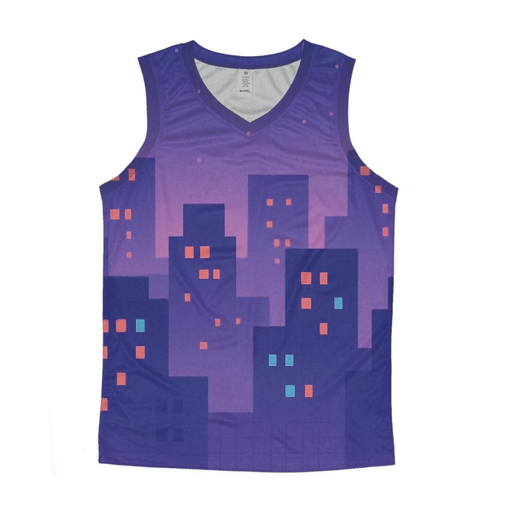 Pixel Skyline Glow trendy fitted tank tops