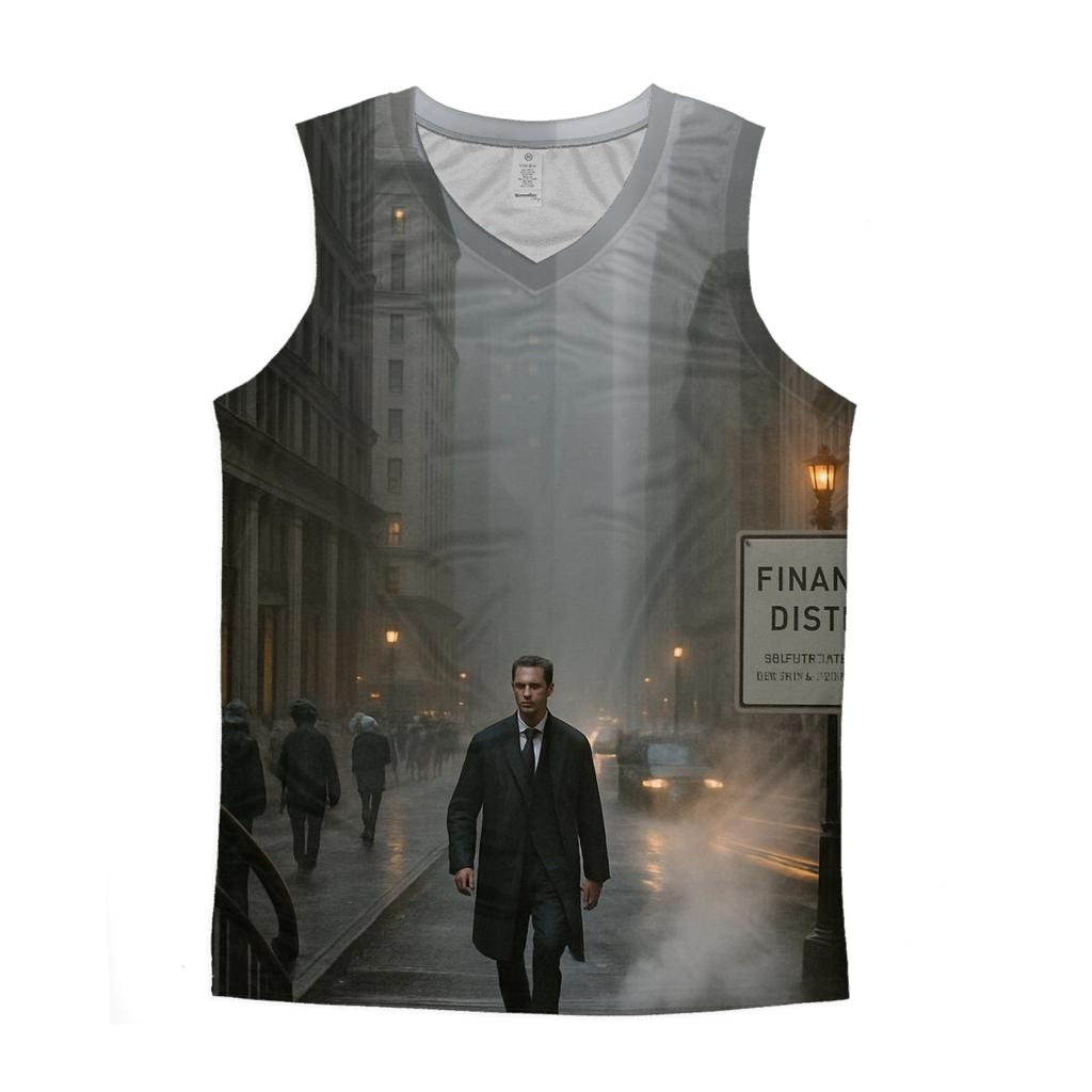 Fogbound Morning Above Financial District personalized athletic tanks