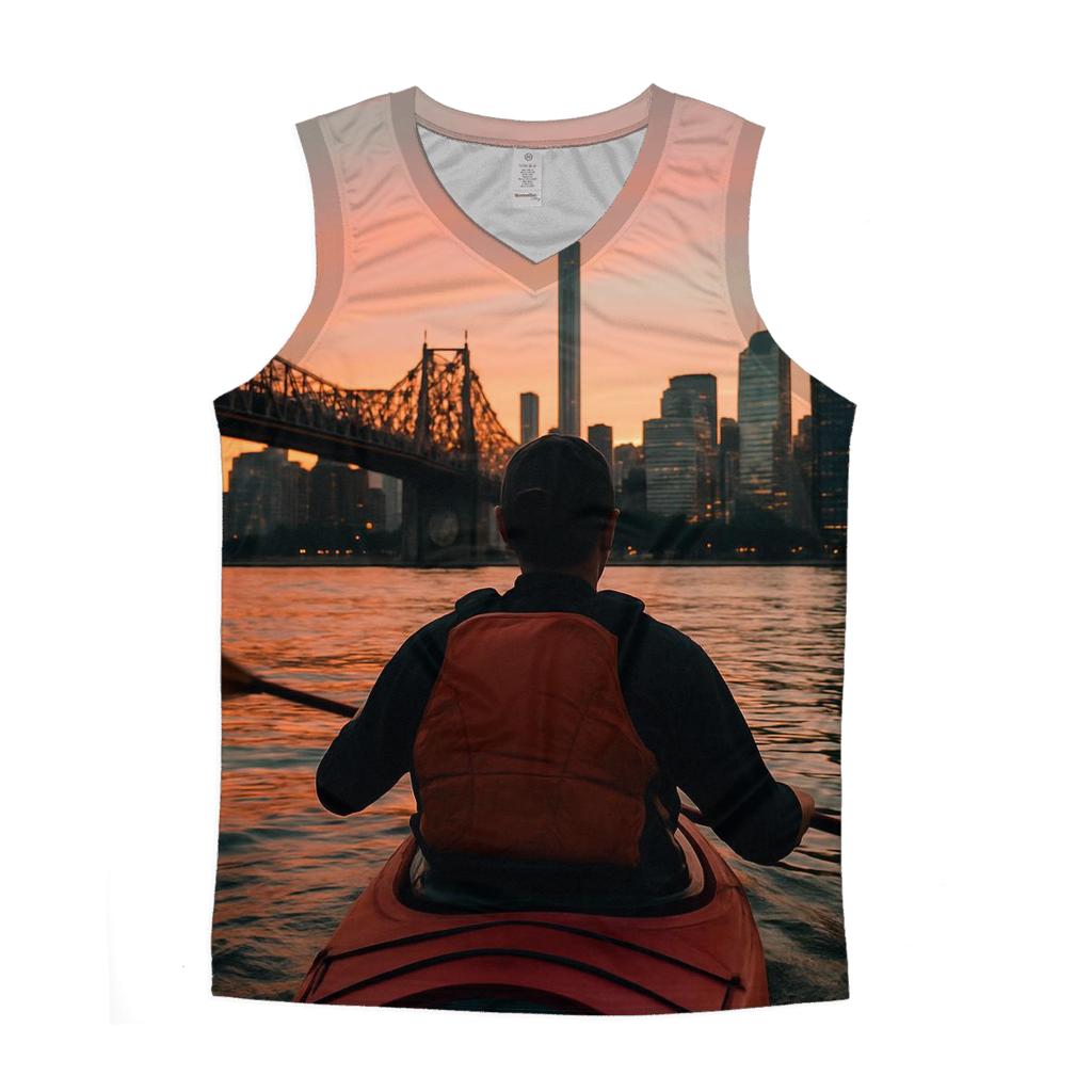 Sunset Kayak With Midtown Backdrop cotton sleeveless tops