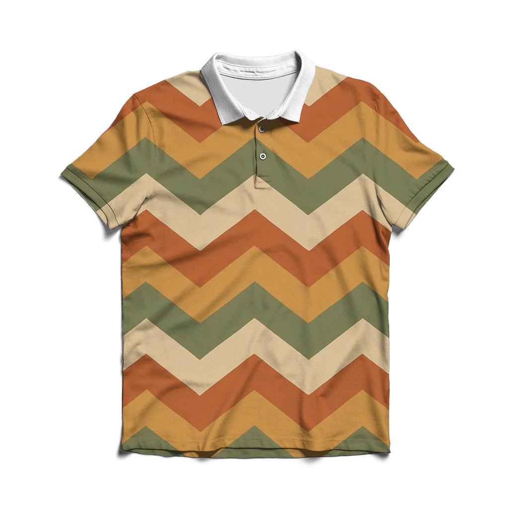 Muted Earthtone Chevron casual sports polo shirts
