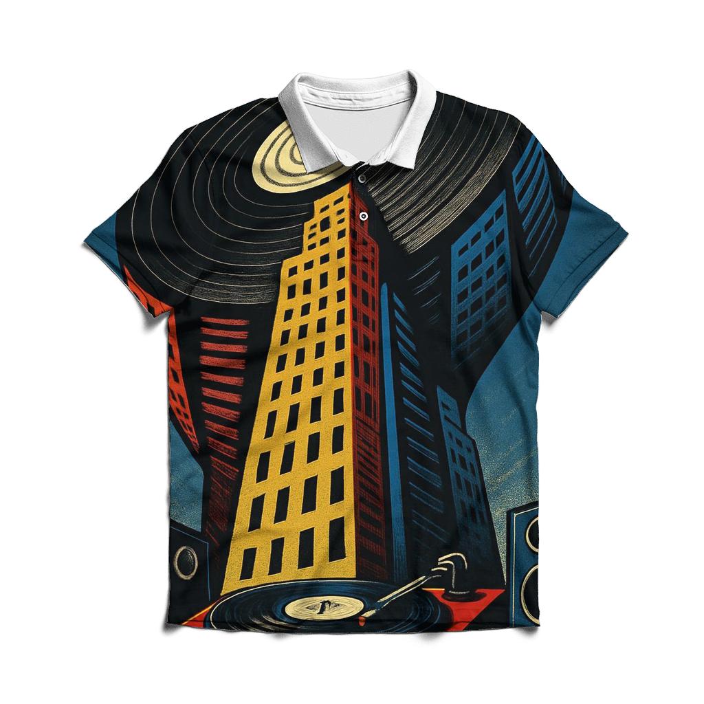Vinyl Spiral City branded logo polo shirts