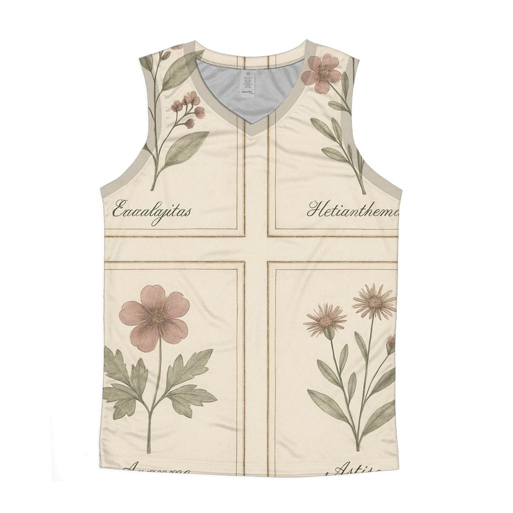 Faded Botanical Print Set stylish racerback tanks