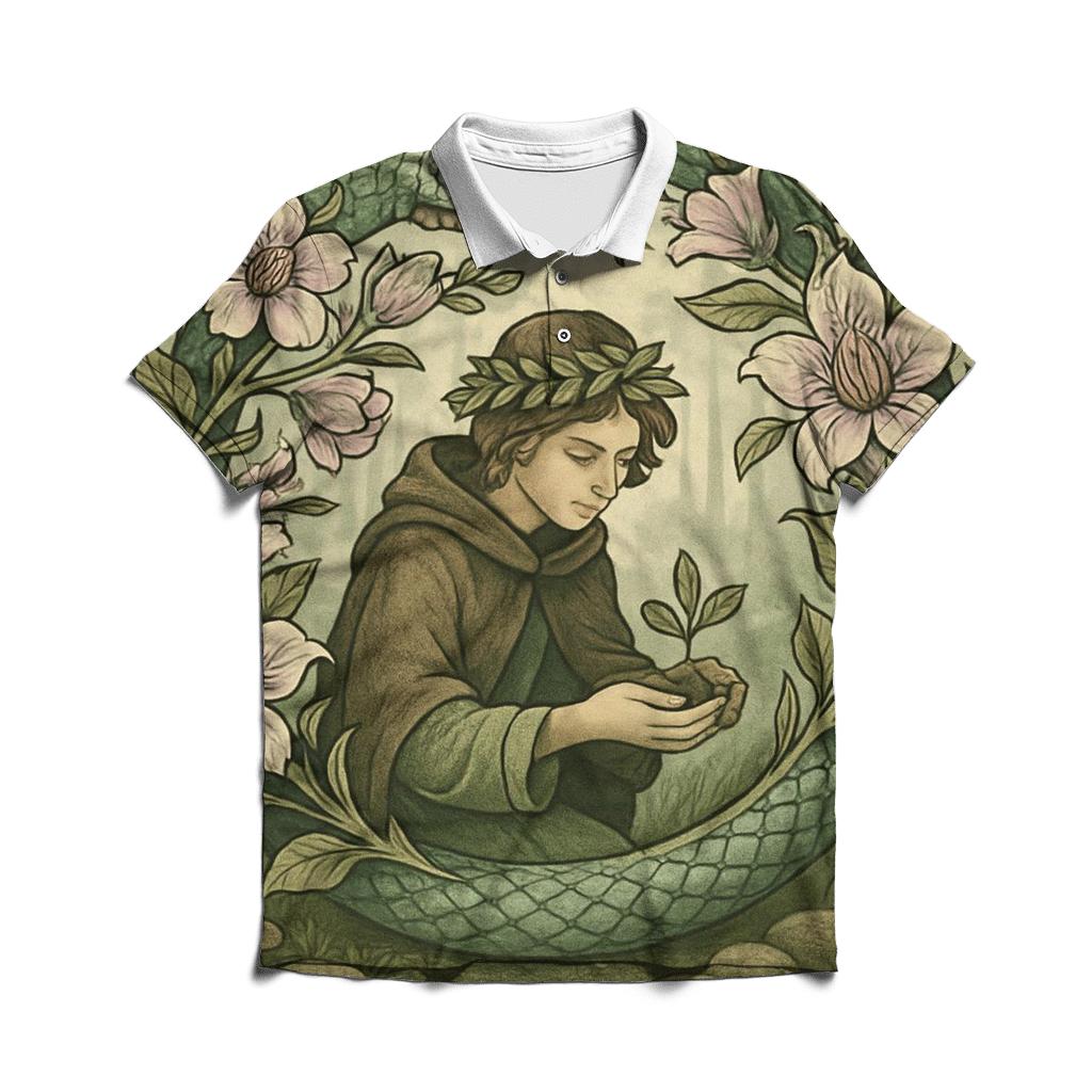 Botanical Ouroboros Grove classic pique polos