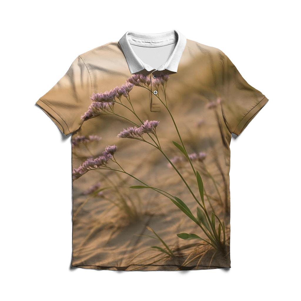 Coastal Dune Sea Lavender Drift premium cotton polo shirts