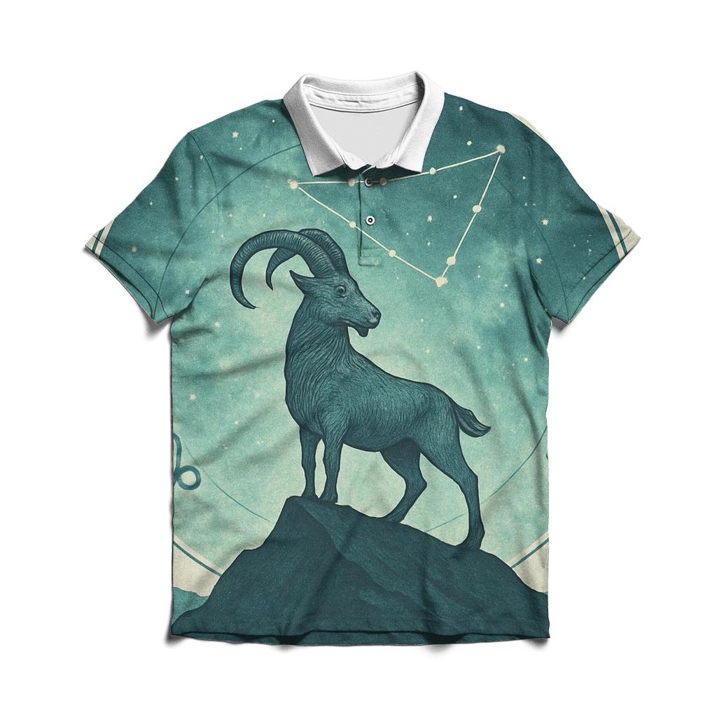 Capricorn Mountain Goat Nebula Chart stylish collar polo tees