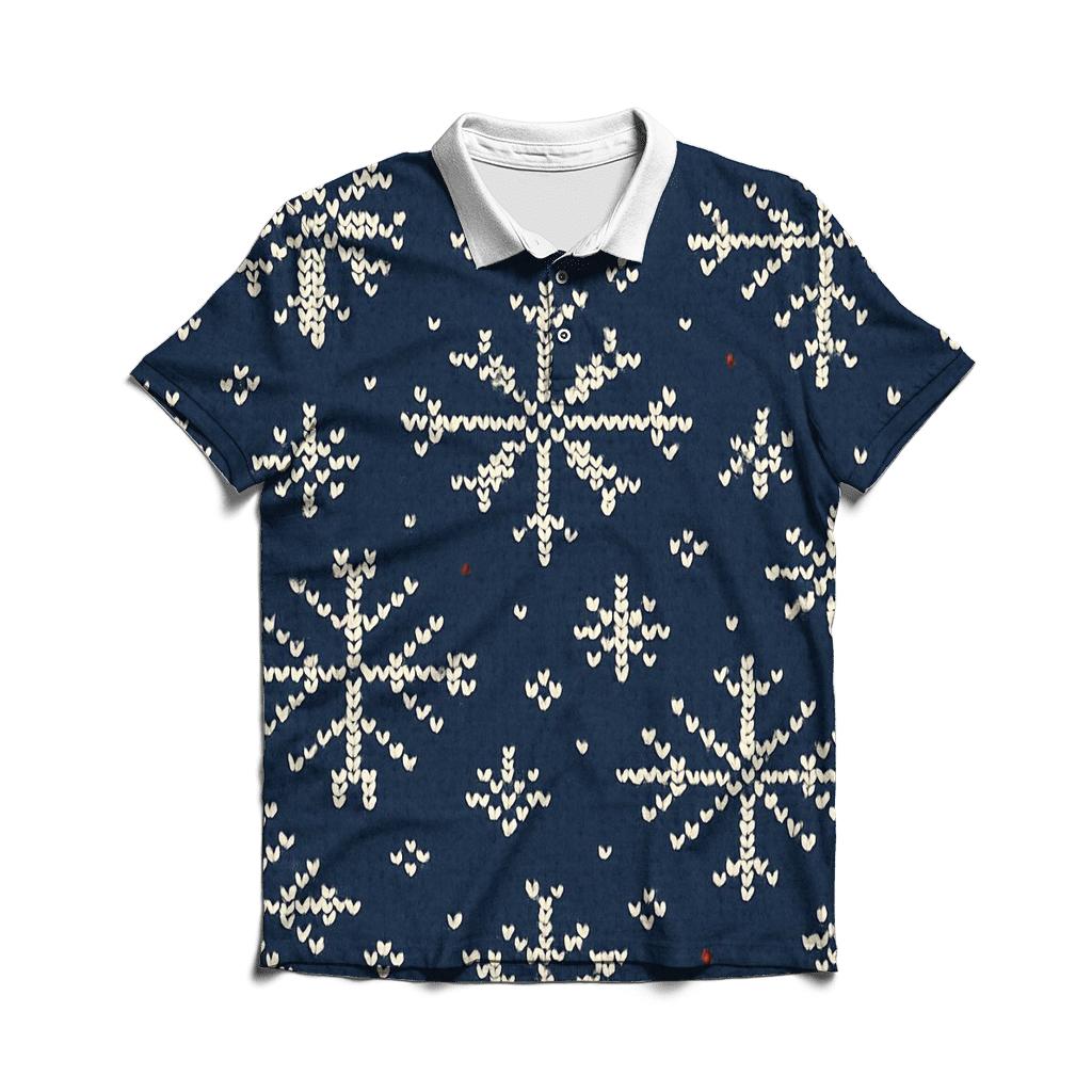 Festive Snowflake Brickwork Design branded logo polo shirts