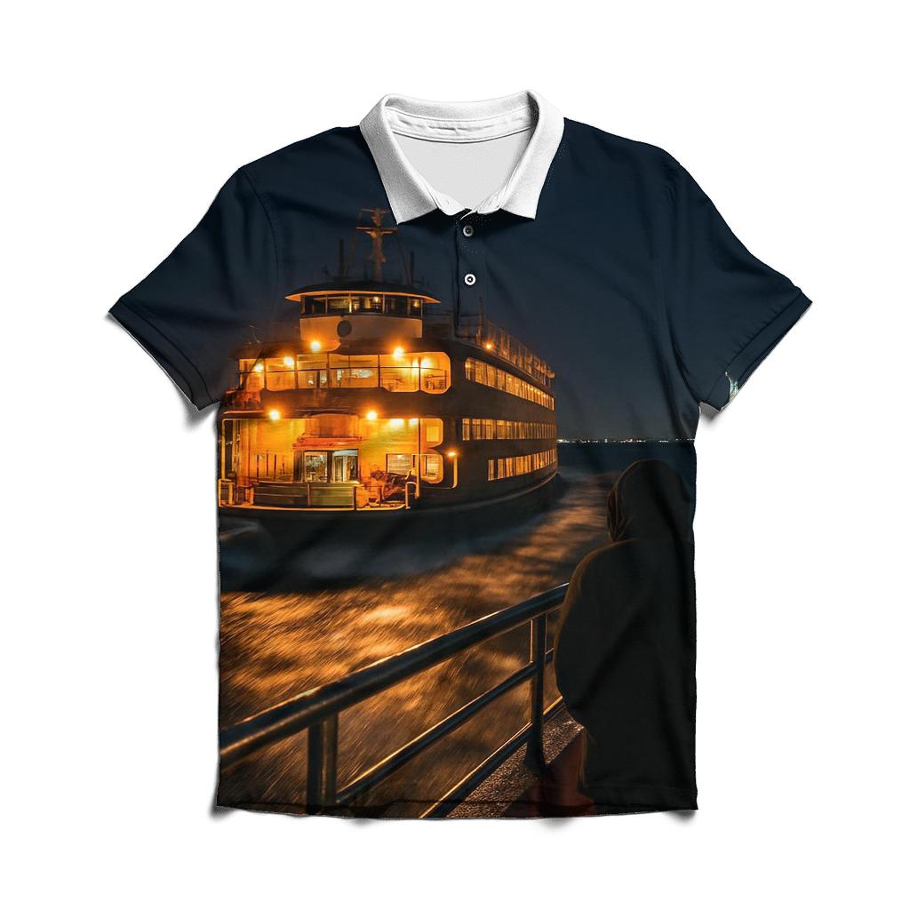 Nocturnal Ferry Approach To Lower Harbor stylish collar polo tees