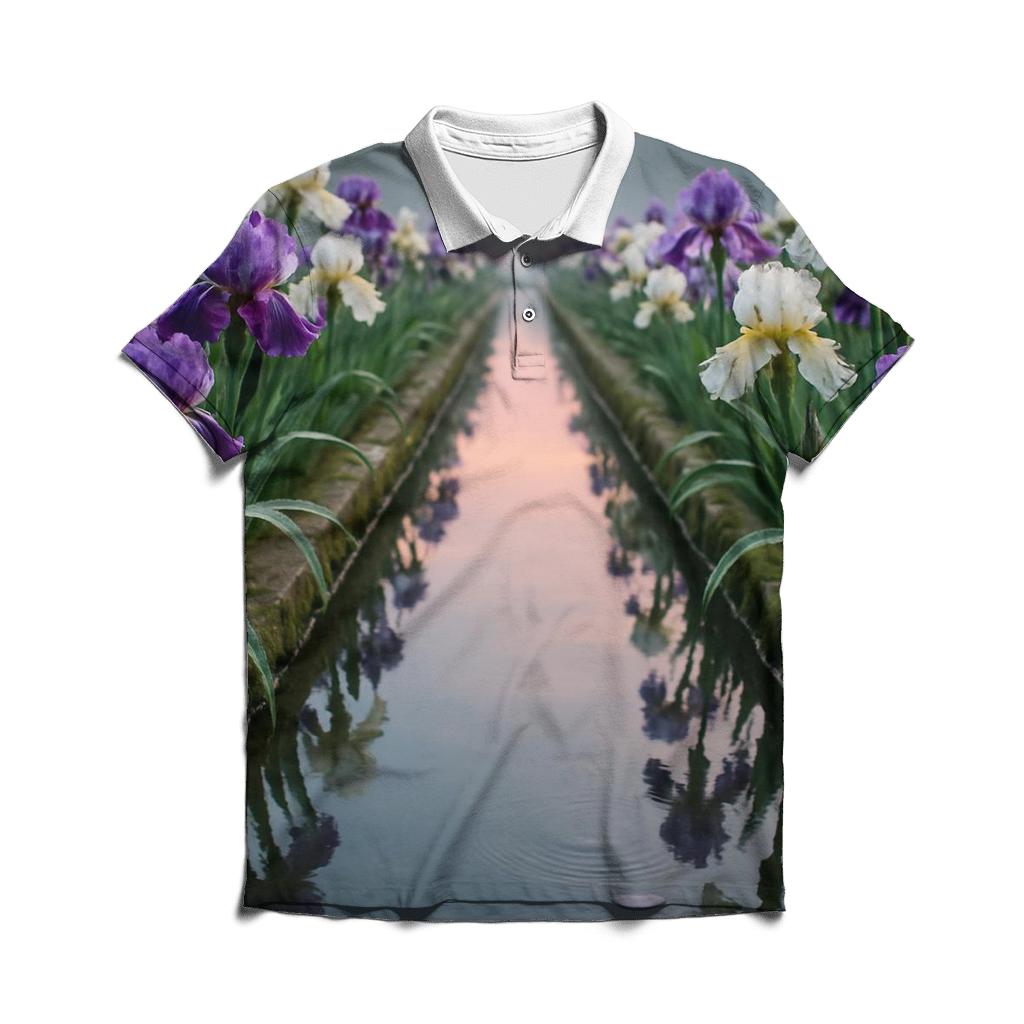 Iris Reflection Canal Garden stylish collar polo tees