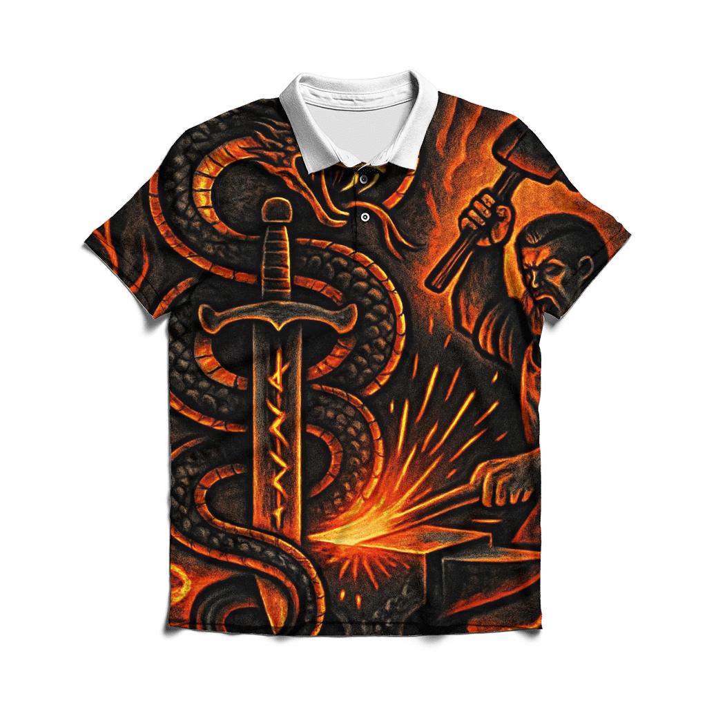 Volcanic Ouroboros Forgeborn casual sports polo shirts