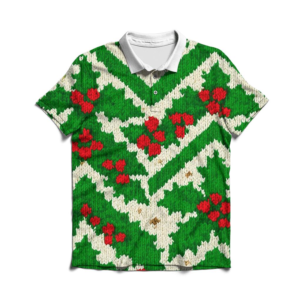 Holly Leaf Chevron Stack Design stylish collar polo tees