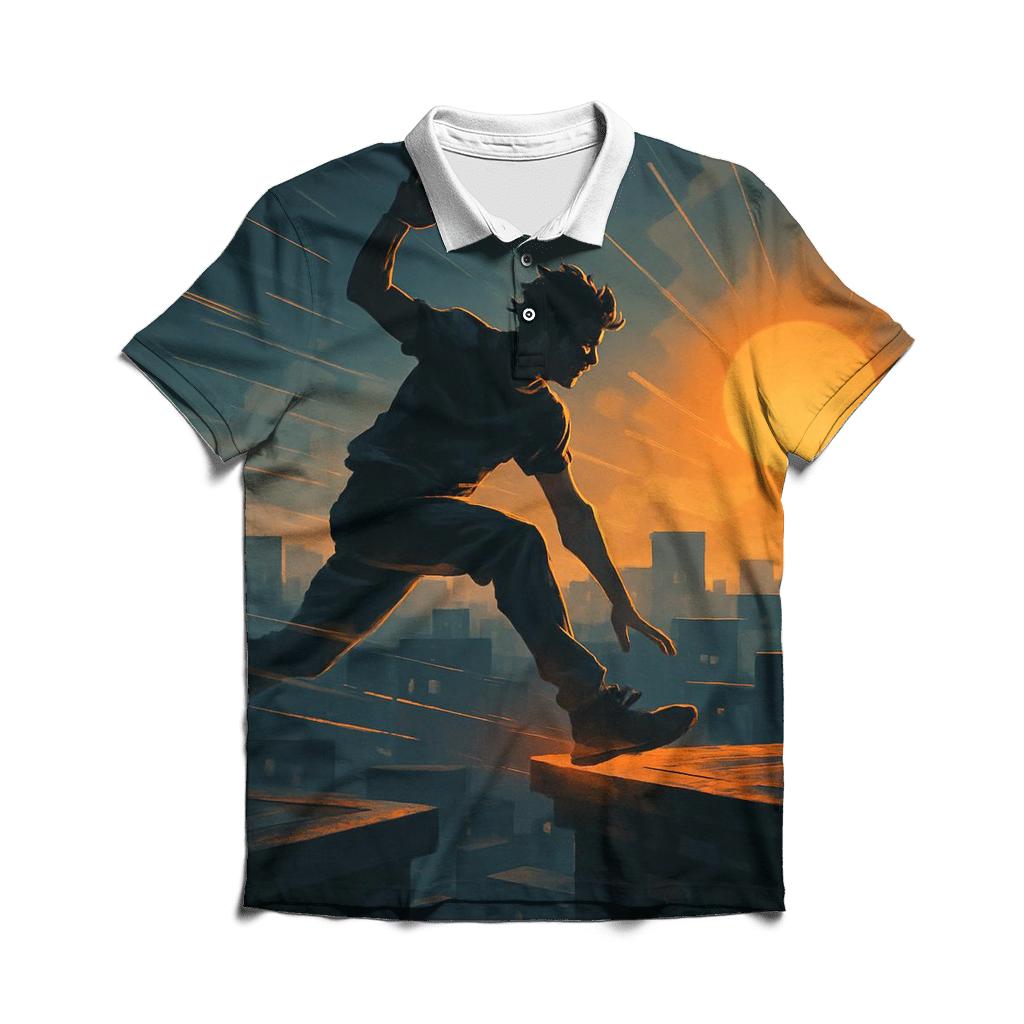 Parkour Cityscape Motion casual sports polo shirts