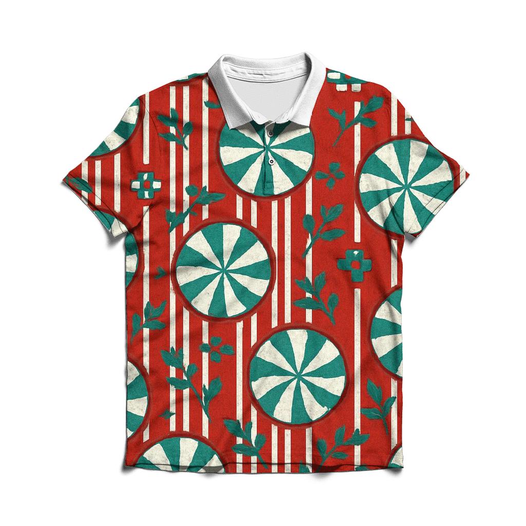 Peppermint Stripe Burst Design designer slim fit polos