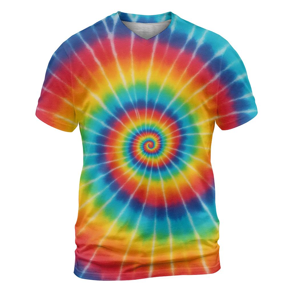 Rainbow Spiral Burst artistic all-over print tops