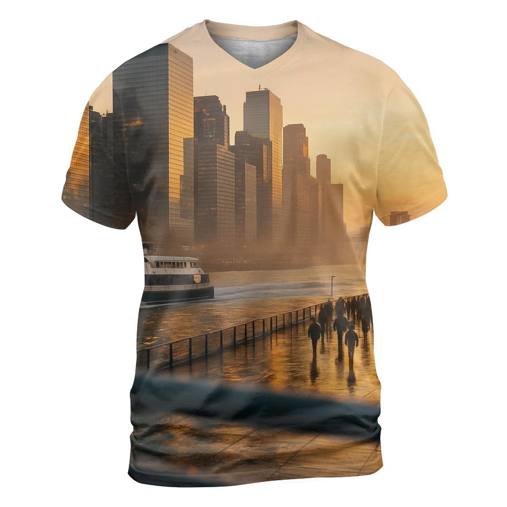Sunrise Reflections Over Lower Manhattan unique graphic print tees