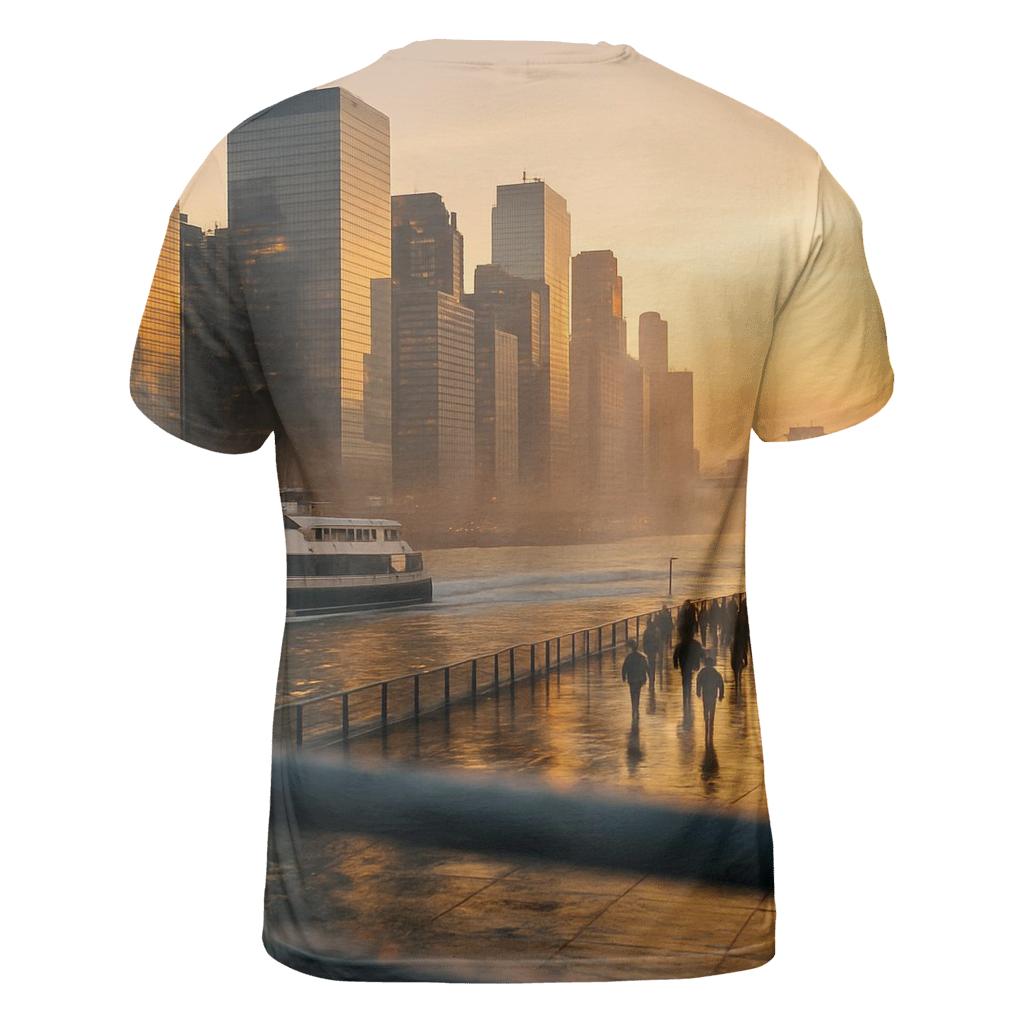 Sunrise Reflections Over Lower Manhattan unique graphic print tees