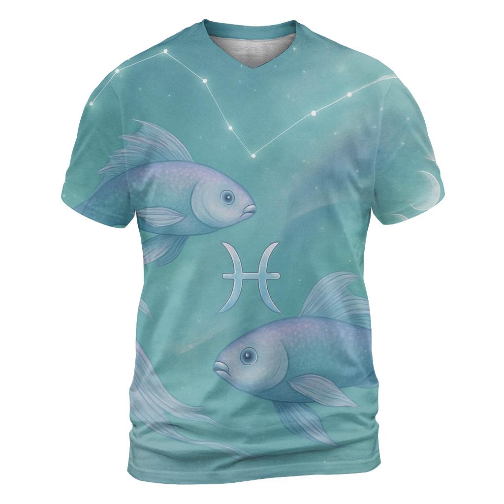 Ethereal Pisces Dual Dream Scene unique graphic print tees
