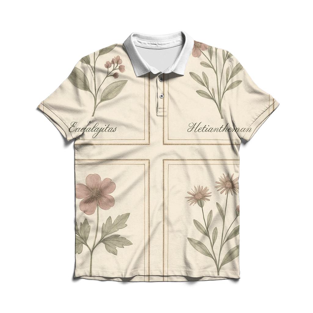 Faded Botanical Print Set branded logo polo shirts