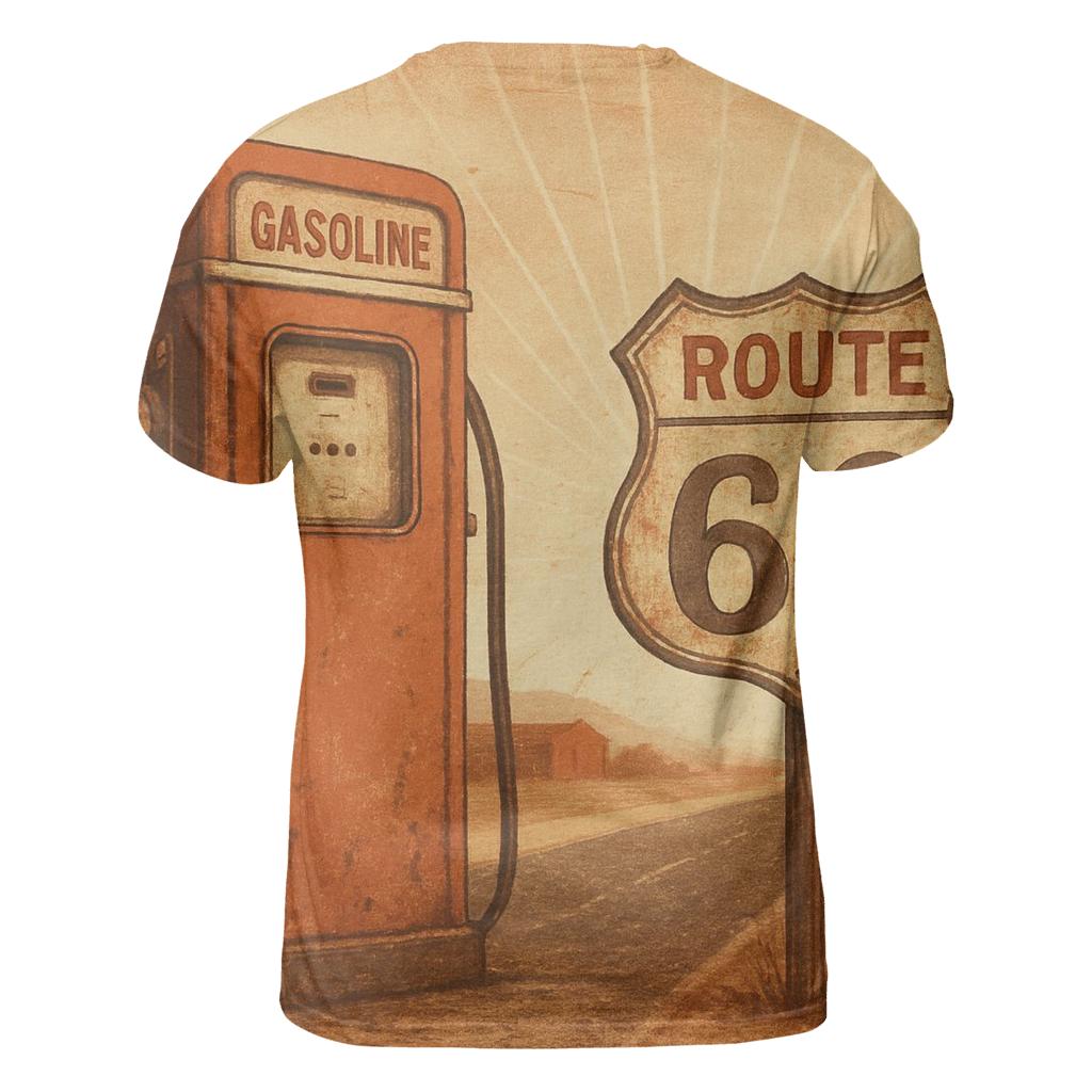 Burnt Orange Route Sixty Six Poster designer pattern shirts