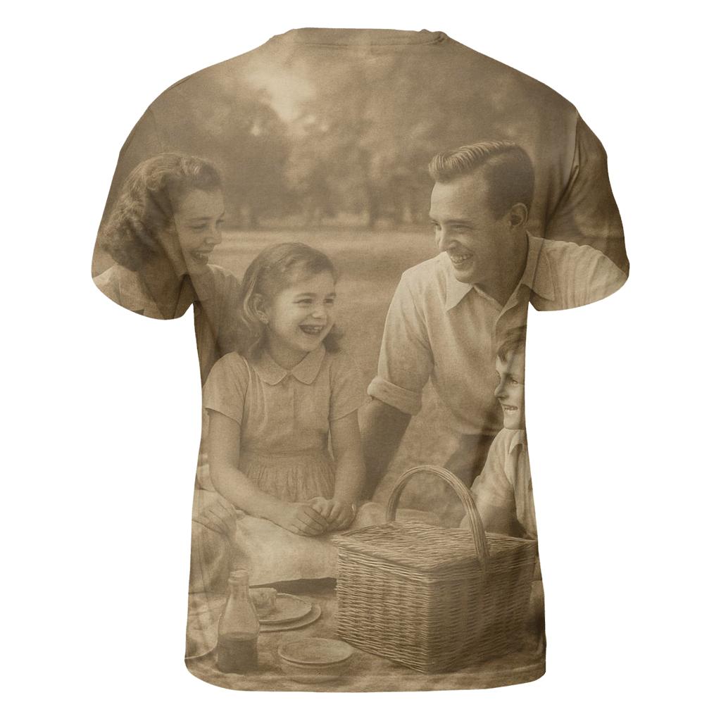 Sepia Family Picnic Photograph creative print fashion shirts