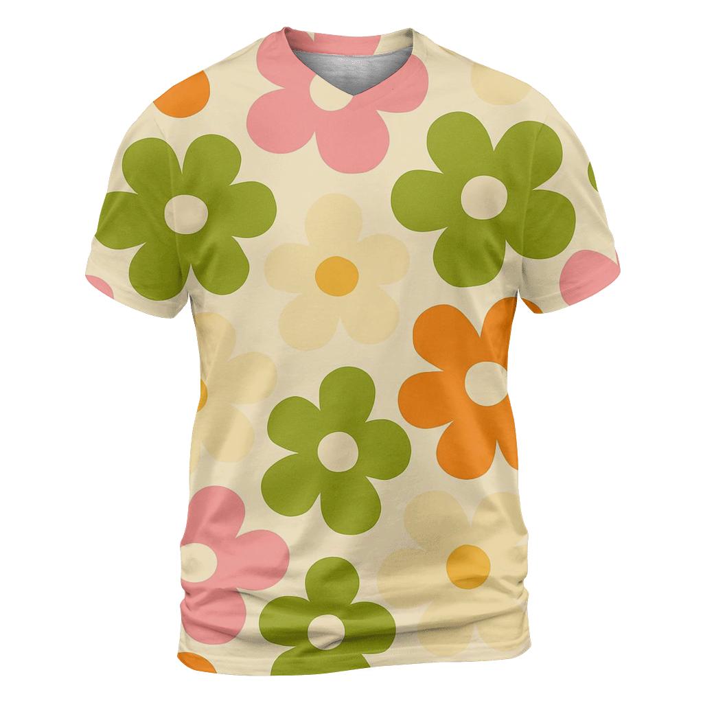 Funky Flower Power artistic all-over print tops