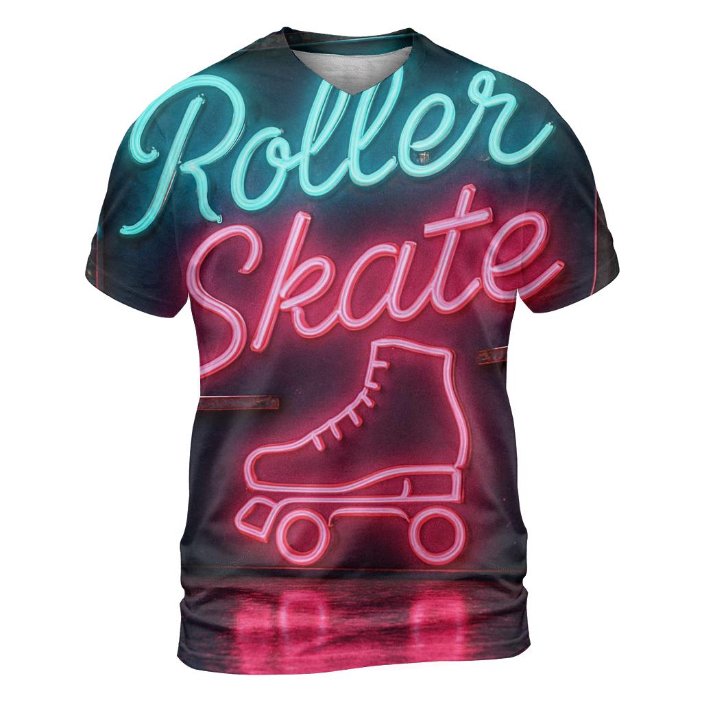 Retro Neon Roller Rink Sign artistic all-over print tops